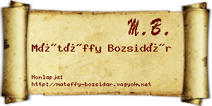 Mátéffy Bozsidár névjegykártya